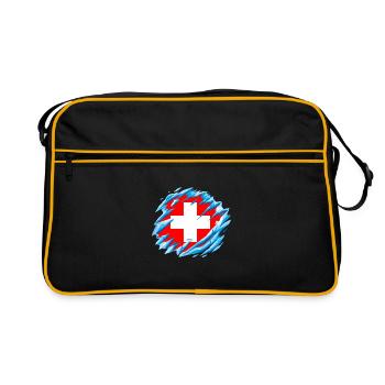 Switzerland Flag Vintage Cross Used Look Swiss - Retro Bag - black/gold - Front