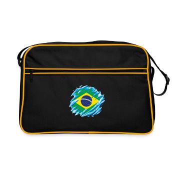Drapeau du Brésil Drapeau brésilien Amérique du Sud - Sac Retro - noir/or - Devant