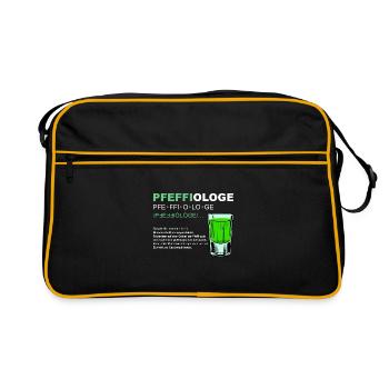 Pfeffiologe Pfeffi Pfefferminz Likör Sauf JGA - Retro Tasche - Schwarz/Gold - Vorne