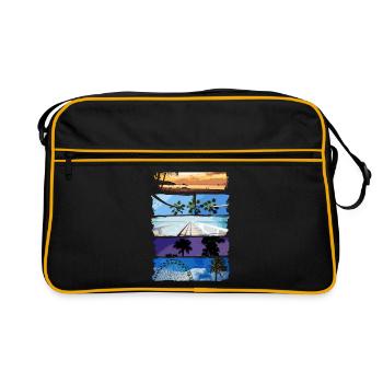 Palmiers et plage - Sac Retro - noir/or - Devant