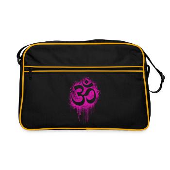 om psychedelic psy trance goa festival party - Retro Bag - black/gold - Front