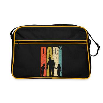 Dad shirt two sons two times father gift - Retro Bag - black/gold - Front