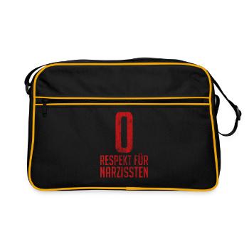 Null Respekt für Narzissten - Retro Tasche - Schwarz/Gold - Vorne
