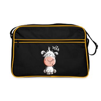 Drolliges Schaf - Schafe - Lamm - Fun - Retro Tasche - Schwarz/Gold - Vorne