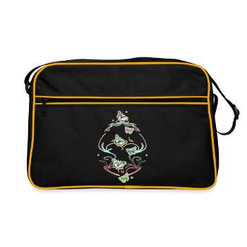 Papillons Vrilles Ornements Motifs - Sac Retro - noir/or - Devant