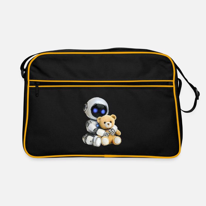 Roboter Teddy - Retro Tasche - Schwarz/Gold