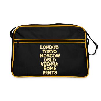 Collage du monde de la ville dans le style vintage - Sac Retro - noir/or - Devant