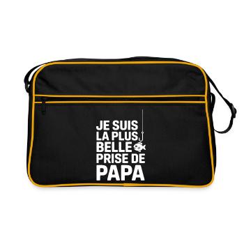 Body bébé humour – La plus belle prise de papa 🎣 - Sac Retro - noir/or - Devant