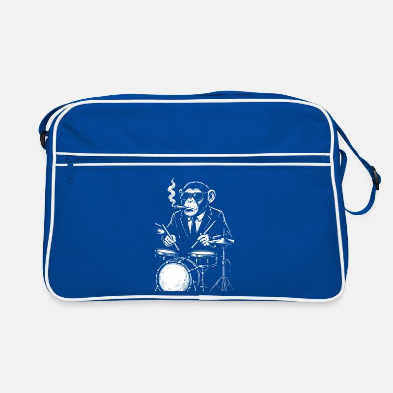 monkey with cigar playing the drums Retro Bag