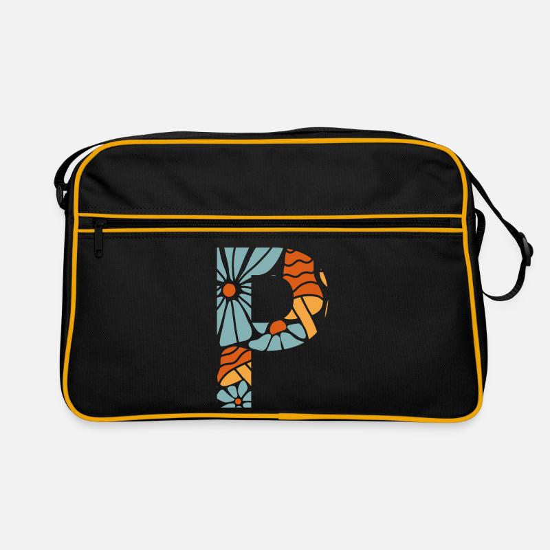 Lettre p fleurs groovy idée cadeau  Sac Retro