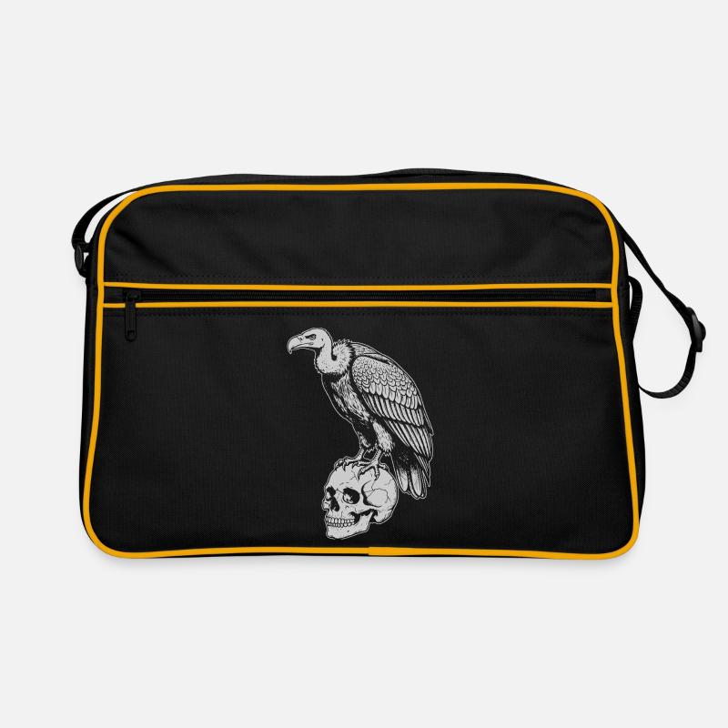 Geier sitzt auf dem Schädel Retro Tasche