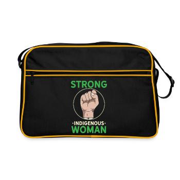 Strong Indigenous Woman Empowerment Graphic - Retro Bag - black/gold - Front