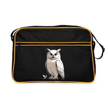 Owl portrait with serious facial expressions - Retro Bag - black/gold - Front