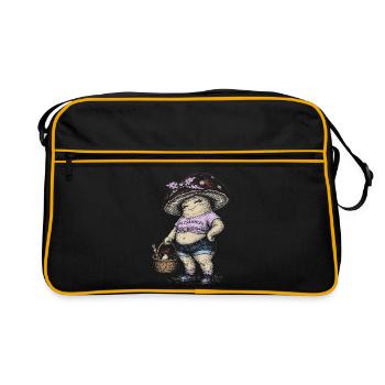 Steinpilze - Retro Tasche - Schwarz/Gold - Vorne