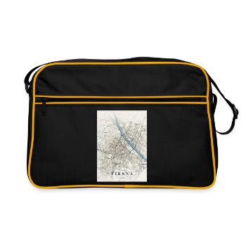 Map of Vienna: Streets and Blue River - Retro Bag - black/gold - Front