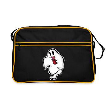 Fantôme avec un donut et une tasse - Sac Retro - noir/or - Devant