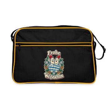 Frohe Weißnachten - Retro Tasche - Schwarz/Gold - Vorne