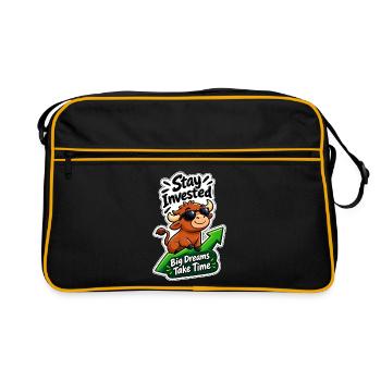 Langfristiges Bullenmarkt-Angebot für Anleger | Bleiben Sie investiert - Retro Tasche - Schwarz/Gold - Vorne