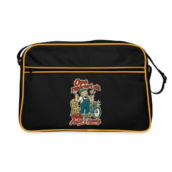Opa repariert ois - Retro Tasche - Schwarz/Gold - Vorne