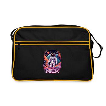 NICK - Beautiful boy name with cool astronaut - Retro Bag - black/gold - Front