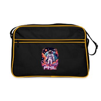 PHIL - Beautiful boy name with cool astronaut - Retro Bag - black/gold - Front