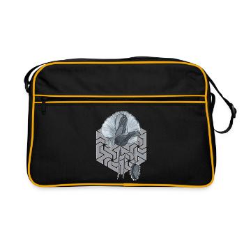 black and white poppy with hexagon in the background - Retro Bag - black/gold - Front