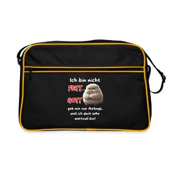 Ich bin nicht Fett... Gott gab mir nur Airbags - Retro Tasche - Schwarz/Gold - Vorne