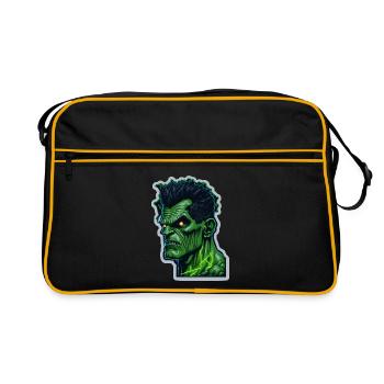 Monstre vert Halloween - Sac Retro - noir/or - Devant