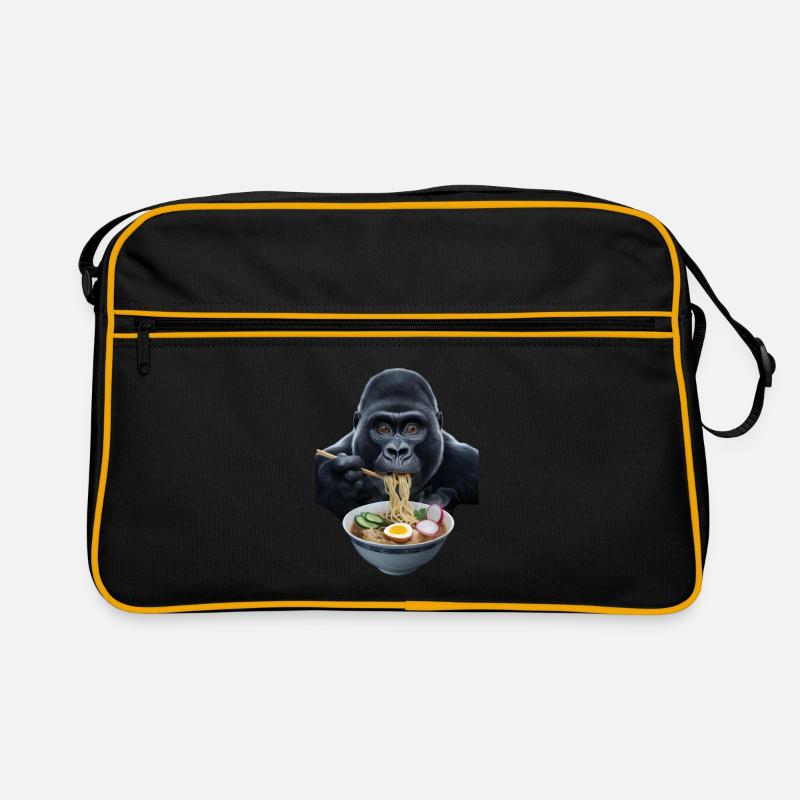 Gorilla Ramen - Retro Tasche - Schwarz/Gold