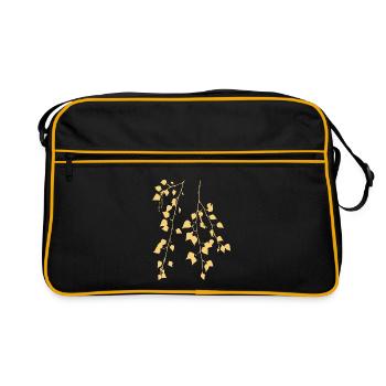 Birkenzweig - Natur - Nachhaltig - Waldbaum - Retro Tasche - Schwarz/Gold - Vorne