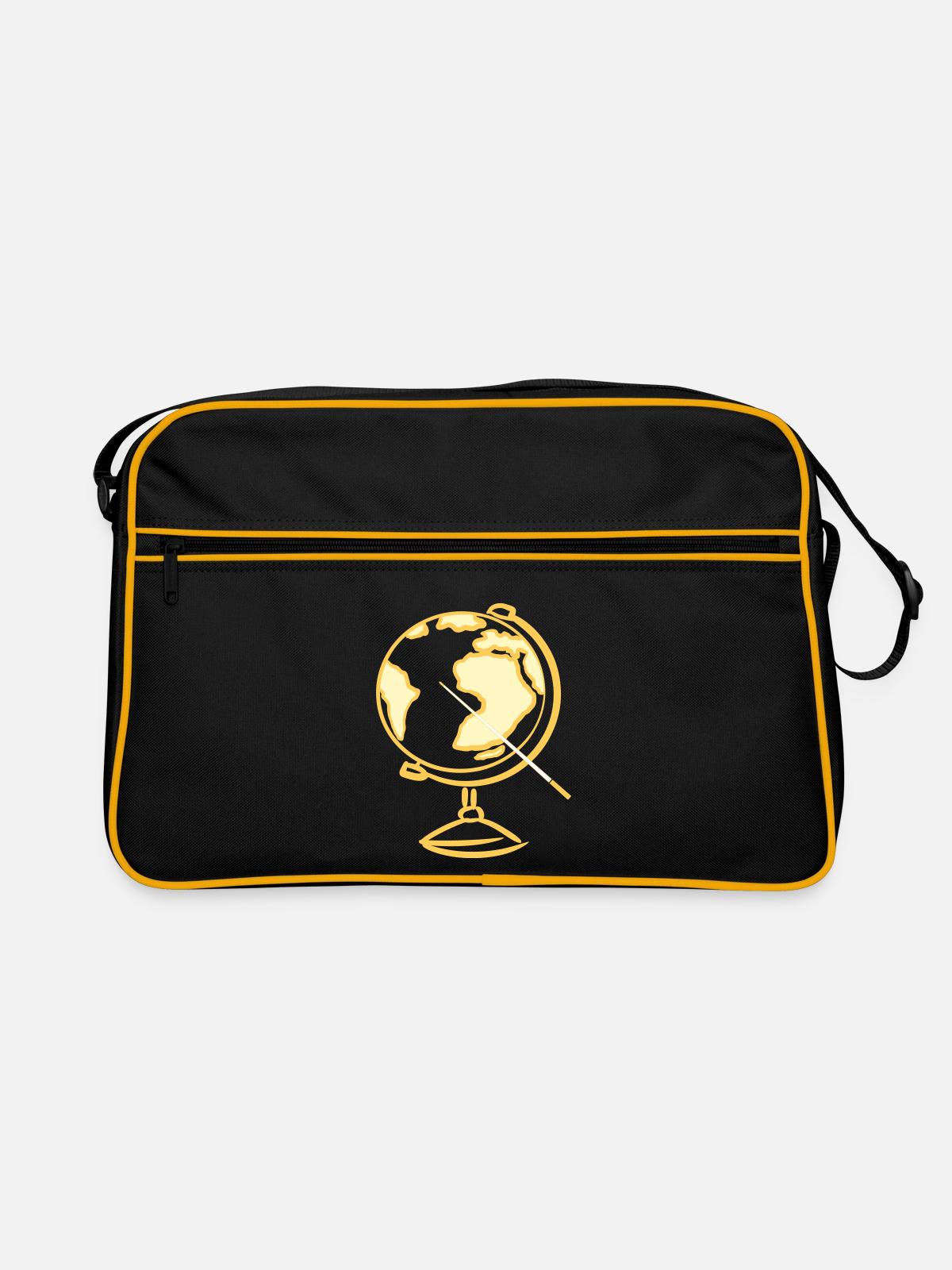 Globe. Geography. Teacher - Retro Bag - black/gold - Front