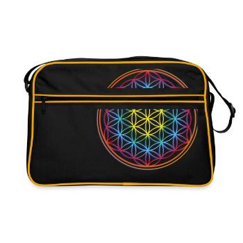 Die Blume des Lebens - Retro Tasche - Schwarz/Gold - Vorne