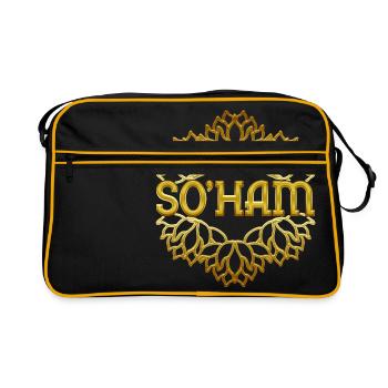 Soham - lotus flower - Retro Bag - black/gold - Front
