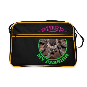 Spinnen / Vogelspinne / Spider / Tarantula - Retro Tasche - Schwarz/Gold - Vorne