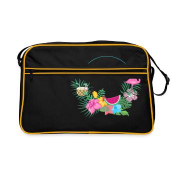 beachy_wreath_flamingo - Sac Retro - noir/or - Devant