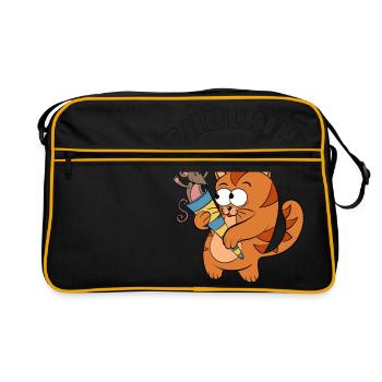 Schoolchild Cats Cartoon - Retro Bag - black/gold - Front