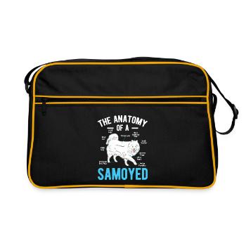 Anatomy Samoyed Siberia Pet Dog Animal Lover Gift - Retro Bag - black/gold - Front