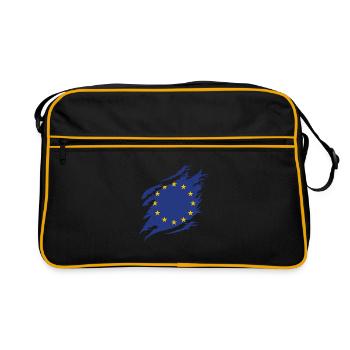 Europa Flagge EU Euro Europäische Fahne - Retro Tasche - Schwarz/Gold - Vorne
