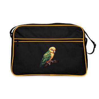 Bébé perroquet Ara oiseau - Sac Retro - noir/or - Devant