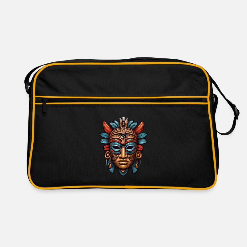Sculpté orné aztèque, maya, masque inca Sac Retro