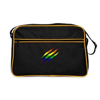 LGBT Rainbow scratches - Retro Bag - black/gold - Front