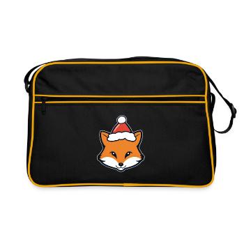 Fox in the Christmas hat - Retro Bag - black/gold - Front