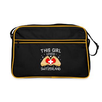 Suisse Flag Vintage Croix Coeur Suisse - Sac Retro - noir/or - Devant