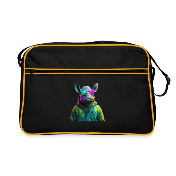 Hippopotame avec lunettes de soleil hippopotame Afrique - Sac Retro - noir/or - Devant