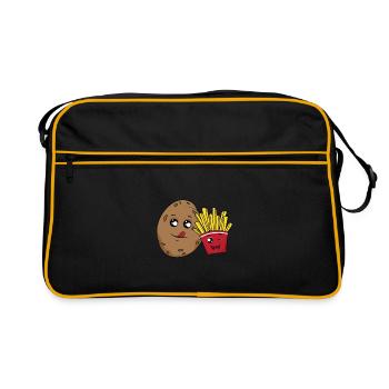 Caricature de pommes de terre et frise française - Sac Retro - noir/or - Devant