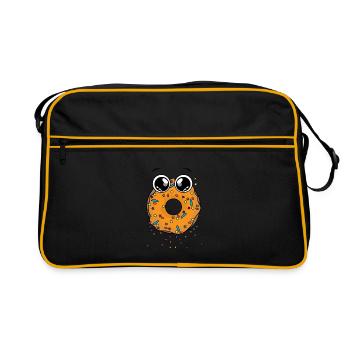 Cute orange donut cartoon - Retro Bag - black/gold - Front