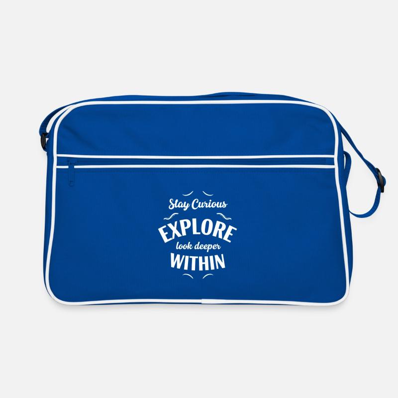 Entdecken Sie das Innere, bleiben Sie neugierig Retro Tasche