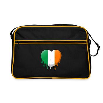 Irland Flagge Herz Schmelzen Irische Fahne Dublin - Retro Tasche - Schwarz/Gold - Vorne