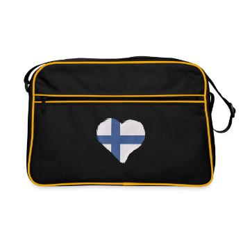 Drapeau de la Finlande Suomi Drapeau finlandais Cœur - Sac Retro - noir/or - Devant