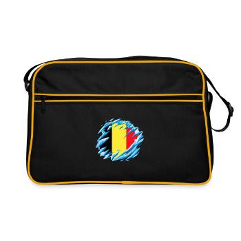 Drapeau de la Belgique Drapeau belge Vintage Look vieilli - Sac Retro - noir/or - Devant
